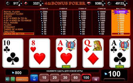 4 of a Kind Bonus Poker бесплатно играть